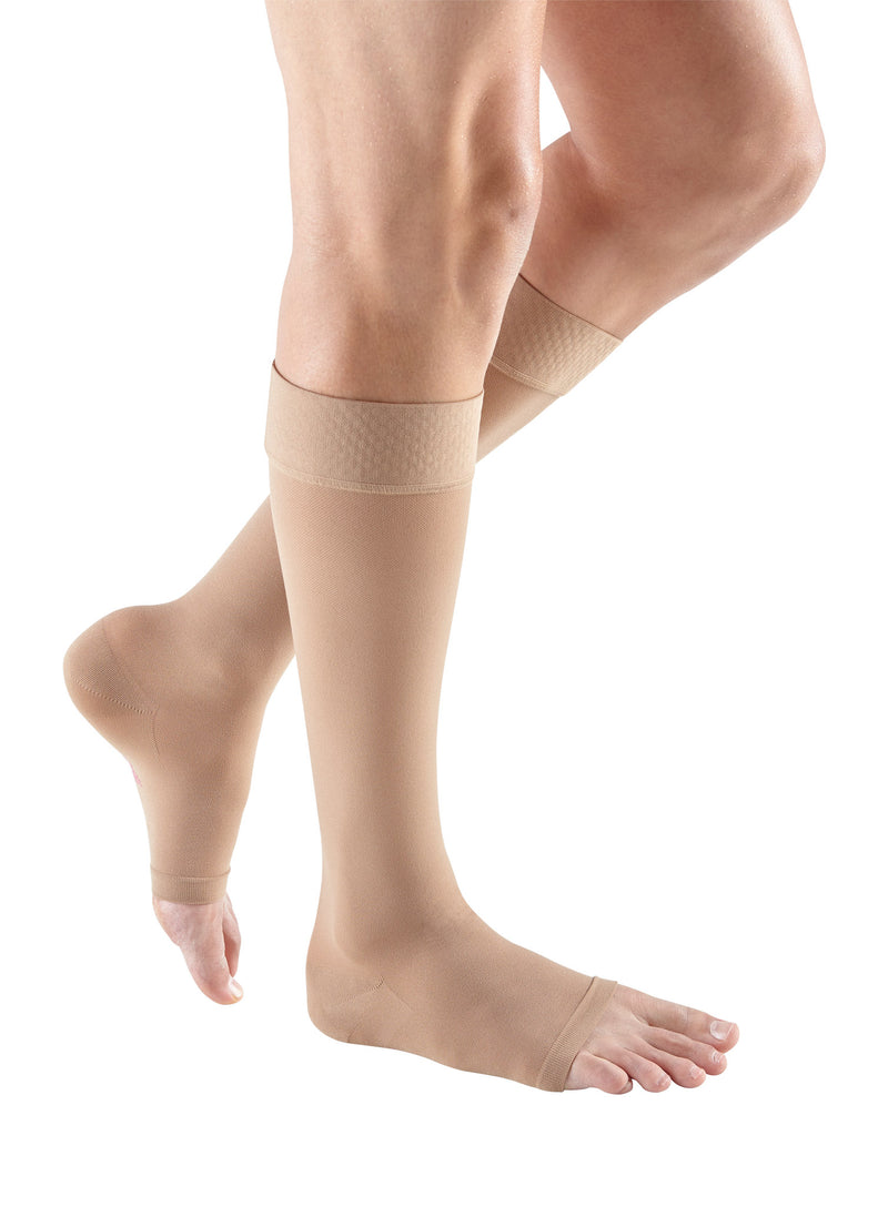 mediven plus 20-30 mmHg Calf High w/Silicone Topband Open Toe Compression Stockings, Beige, I-Standard