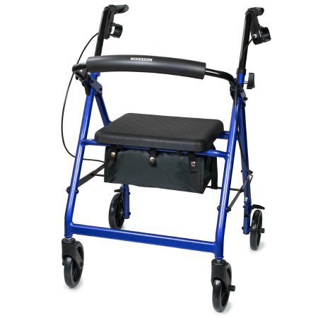 BLUE - McKesson 4-Wheel Folding Rollator Walker 