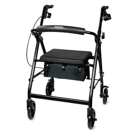 Oasisspace Heavy Duty Rollator Walker - Bariatric Rollator Walker with Large Seat for Seniors Support Up 500 lbs (Blue)