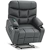 Wide Power Lift Recliner Chair with Extended Footrest, Faux Leather