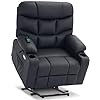 Wide Power Lift Recliner Chair with Extended Footrest, Faux Leather