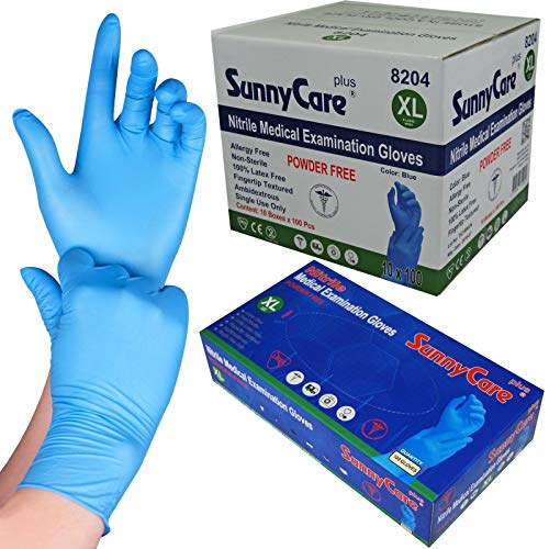 SunnyCare Blue Nitrile Medical Exam Gloves 