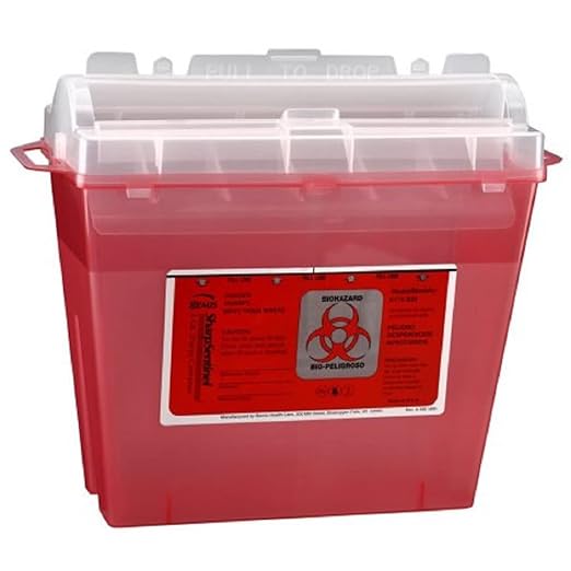 Sharps Sentinel 175030 Sharps Container, 5 Quart, Red