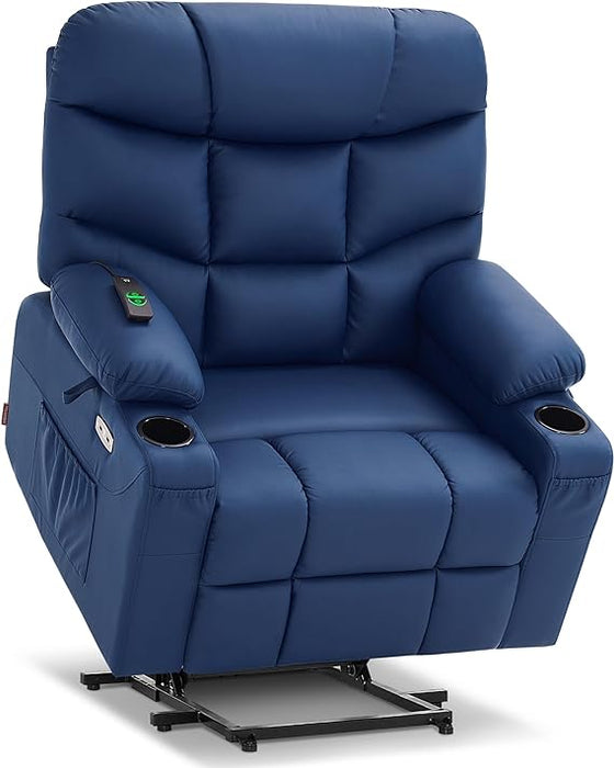 Wide Power Lift Recliner Chair with Extended Footrest, Faux Leather