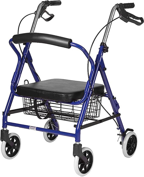 Ultra Lightweight Folding Aluminum Hemi Rollator with Padded Seat, Basket & Adjustable Handle Height - 300 pound Weight Capacity