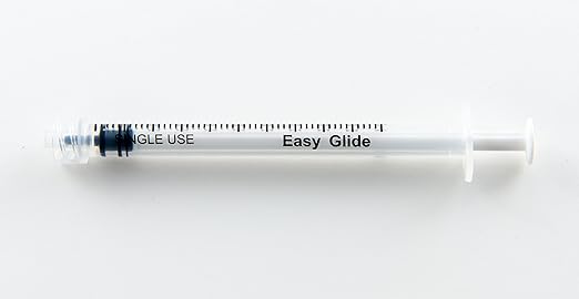 Easy Glide 1ml 1cc Sterile Syringe Luer Lock Tip, No Needle, Pack of 100