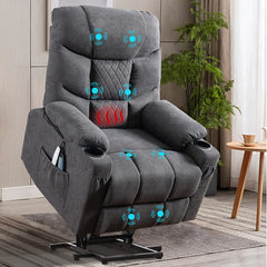Sky Gray / Soft Linen Fabric Power Reclining Lift Chair
