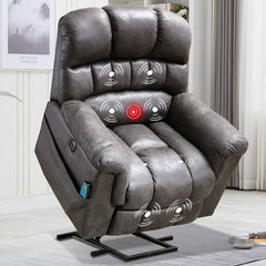 Canmov Wide Reclining Silent Power Lift Chair with Massage & Heat USB (350 lbs. Limit) | Gray | B09RWJYD7V