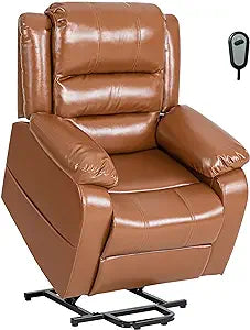 Reclining Lift Chair w/Massage and Heat Functions, PU Leather, Cup Holders