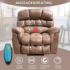 Canmov Wide Reclining Silent Power Lift Chair with Massage & Heating