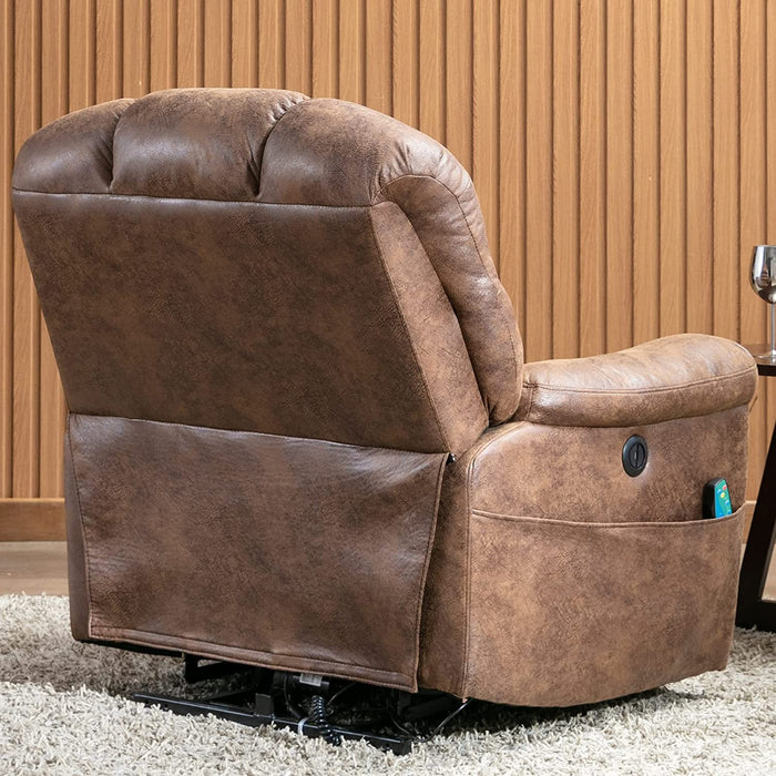 Wide Reclining Silent Power Lift Chair with Massage & Heat USB (350 lbs. Limit)