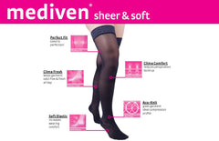 mediven sheer & soft 20-30 mmHg Thigh High w/Lace Silicone Topband Closed Toe Compression Stockings, Natural, I-Standard
