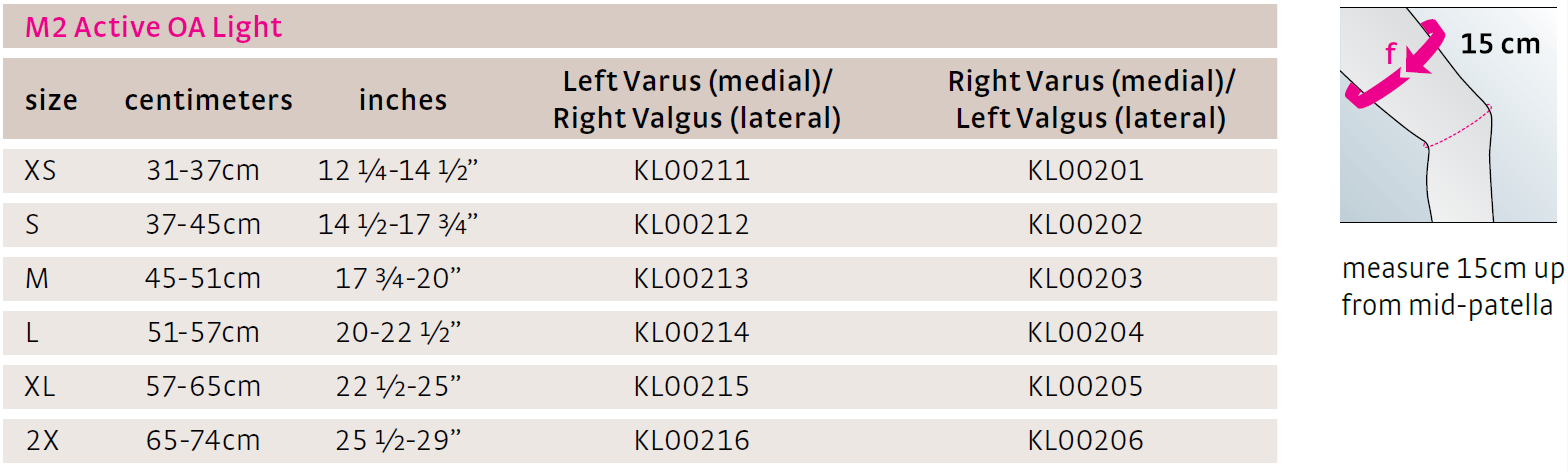 medi M2 Active OA Light Knee Brace, Right Varus / Left Valgus, XS
