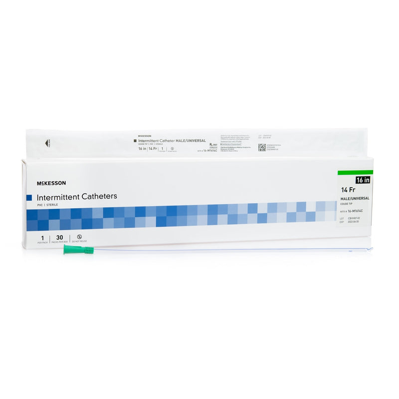 McKesson Male Urethral Catheter | Coude Tip, Uncoated PVC, 14 Fr. 16 Inch