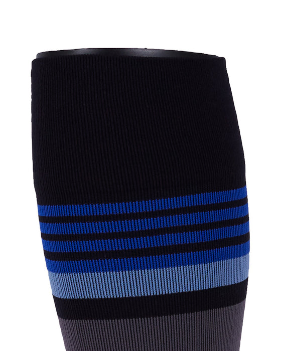 Rejuva Motley Stripe 15-20 mmHg Compression Socks Black/Blue Size S