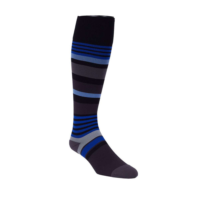 Rejuva Motley Stripe 20-30 mmHg Compression Socks Black/Blue Size S