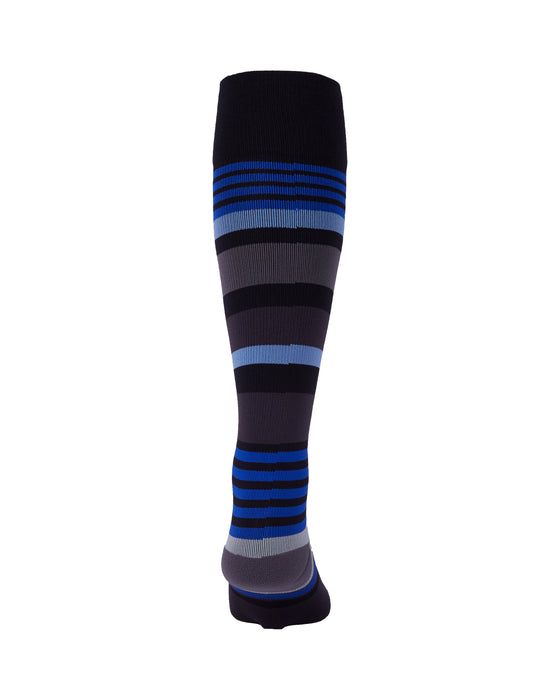 Rejuva Motley Stripe 20-30 mmHg Compression Socks Black/Blue Size S