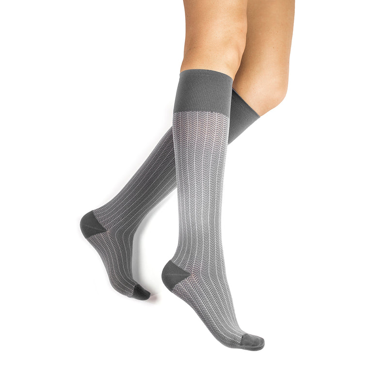 Herringbone Compressoin Socks 15-20 Charcoal Size S