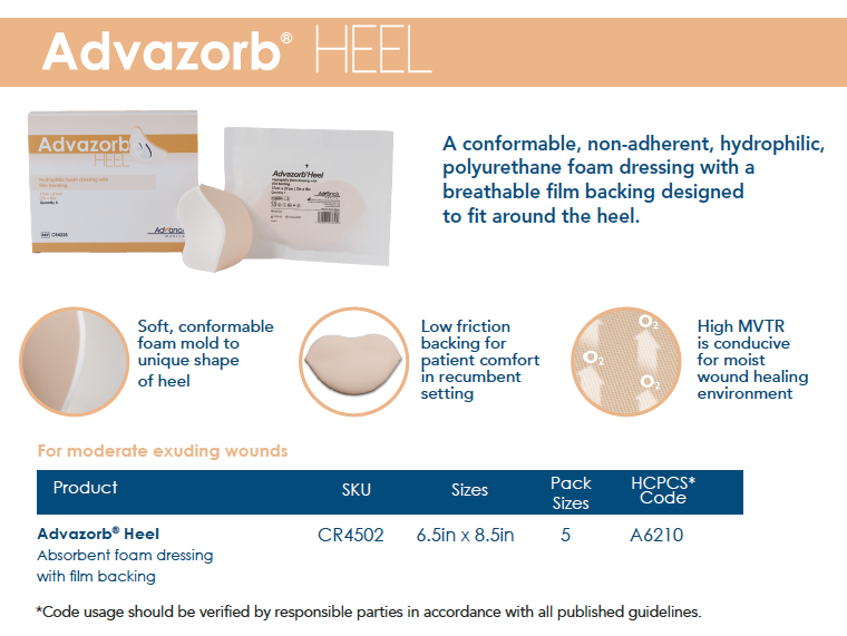 Advazorb Heel Absorbent Foam Wound Dressing