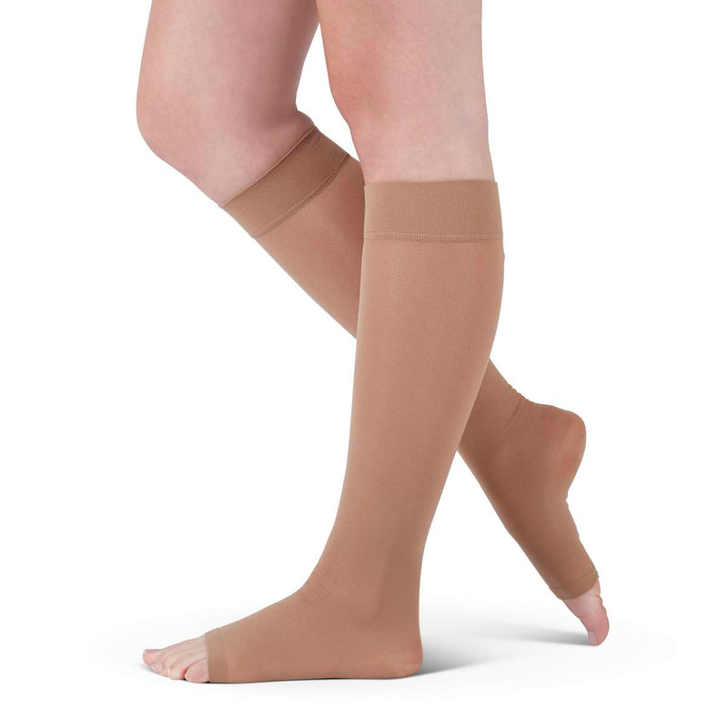 medi assure 30-40 mmHg Calf High Open Toe Compression Stockings, Beige, Small-Standard