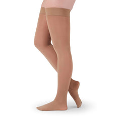 medi assure 20-30 mmHg Thigh Highw/Beaded Silicone Topband Closed Toe Compression Stockings, Beige, Small-Standard