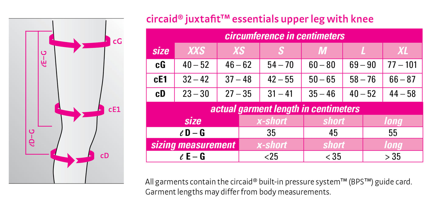 circaid juxtafit Essentials Upper Leg w/Knee Compression Wrap (Left), XX-Small-X-Short