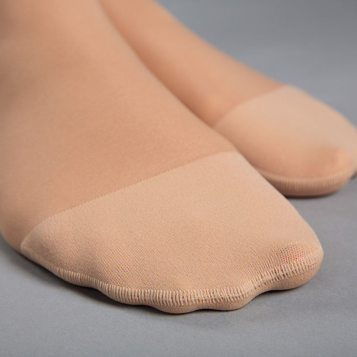 duomed transparent 20-30 mmHg Calf High Closed Toe Compression Stockings, Nude, Small-Petite