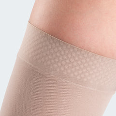 mediven comfort 20-30 mmHg Thigh High w/Beaded Silicone Topband Open Toe Compression Stockings, Natural, I-Standard