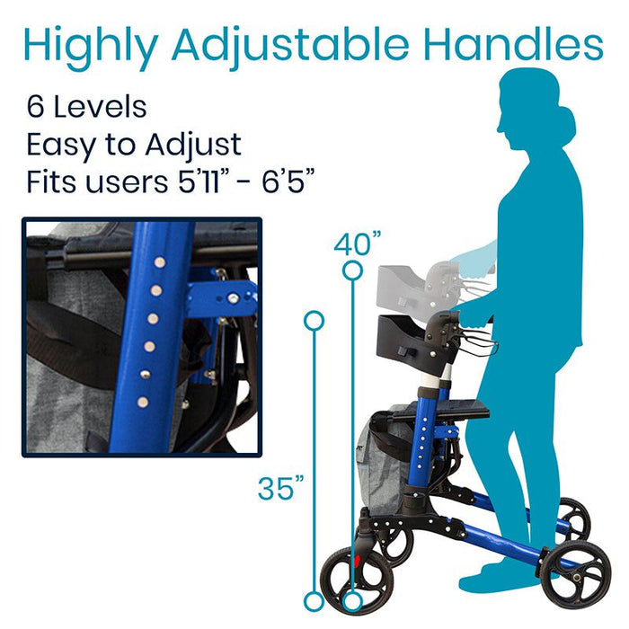 Foldable Rollator Series T for 5’ 11” to 6’ 5” tall.