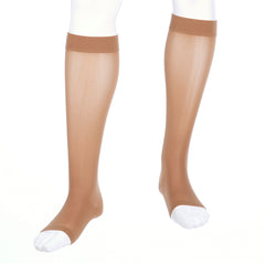 medi assure 20-30 mmHg Calf High Open Toe Compression Stockings, Beige, Small-Standard