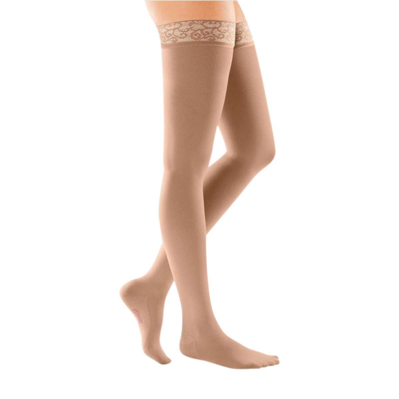 mediven comfort 15-20 mmHg Thigh w/Lace Topband Closed Toe Compression Stockings, Natural, I-Standard