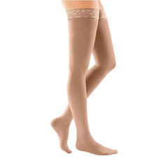 mediven comfort 30-40 mmHg Thigh High w/Lace Topband Closed Toe Compression Stockings, Natural, I-Standard
