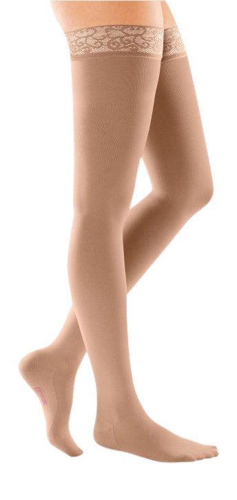 mediven comfort 20-30 mmHg Thigh w/Lace Topband Closed Toe Compression Stockings, Natural, I-Standard