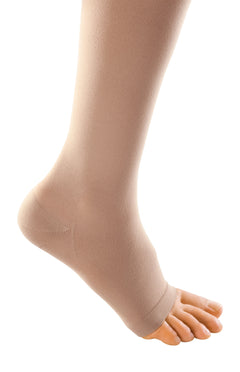 mediven forte 40-50 mmHg Thigh High w/Beaded Silicone Topband Open Toe Compression Stockings, Caramel, III-Standard