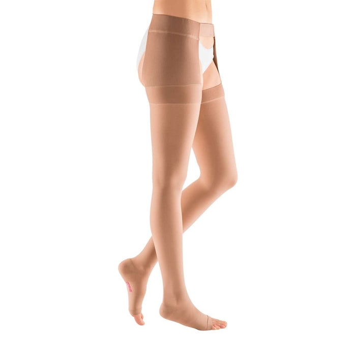 mediven plus 40-50 mmHg Thigh High w/Attachment Open Toe Compression Stockings (Right), I-Standard