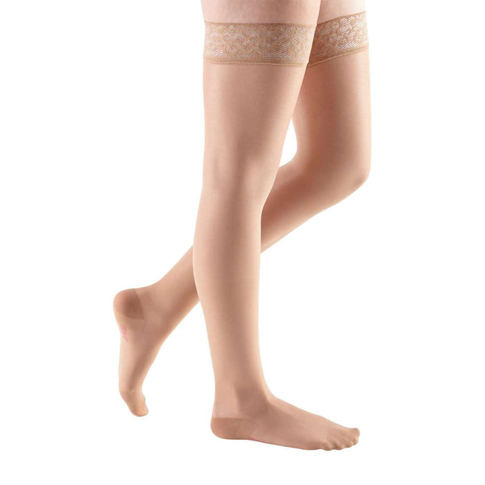 mediven sheer & soft 20-30 mmHg Thigh High w/Lace Silicone Topband Closed Toe Compression Stockings