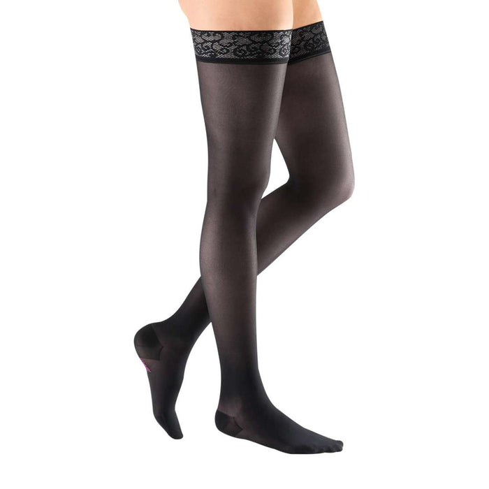 mediven sheer & soft 20-30 mmHg Thigh High w/Lace Silicone Topband Closed Toe Compression Stockings