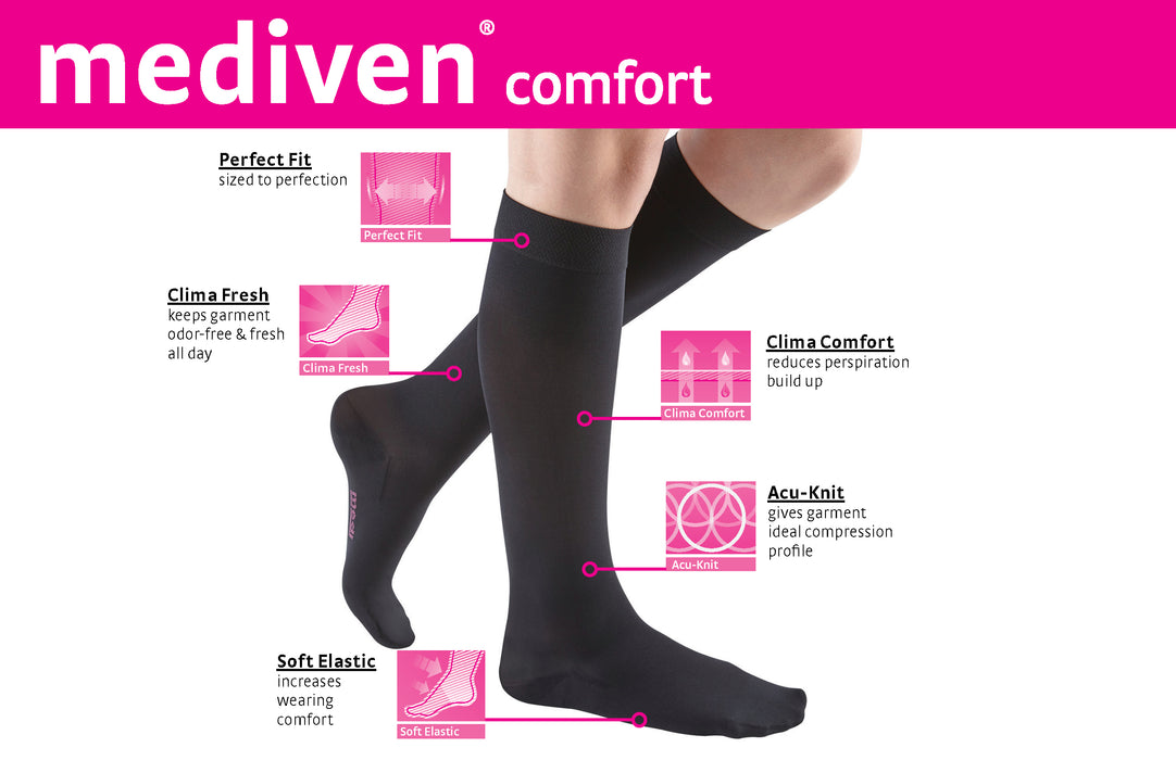 mediven comfort 20-30 mmHg Calf High Open Toe Compression Stockings, Natural, I-Standard