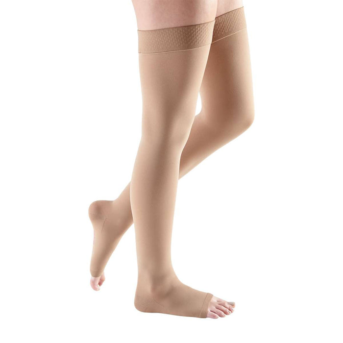 mediven comfort 15-20 mmHg Thigh High w/Beaded Silicone Topband Open Toe Compression Stockings