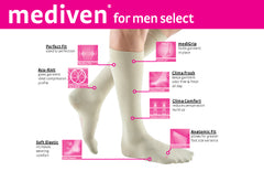 mediven for men select 15-20 mmHg Calf High Closed Toe Compression Stockings, Tan, II-Standard