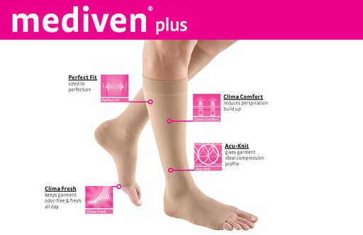 mediven plus 20-30 mmHg Calf High Open Toe Compression Stockings, Beige, I-Standard