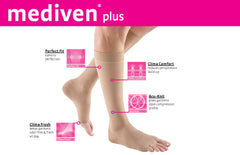 mediven plus 20-30 mmHg Calf High w/Silicone Topband Open Toe Compression Stockings, Beige, I-Standard