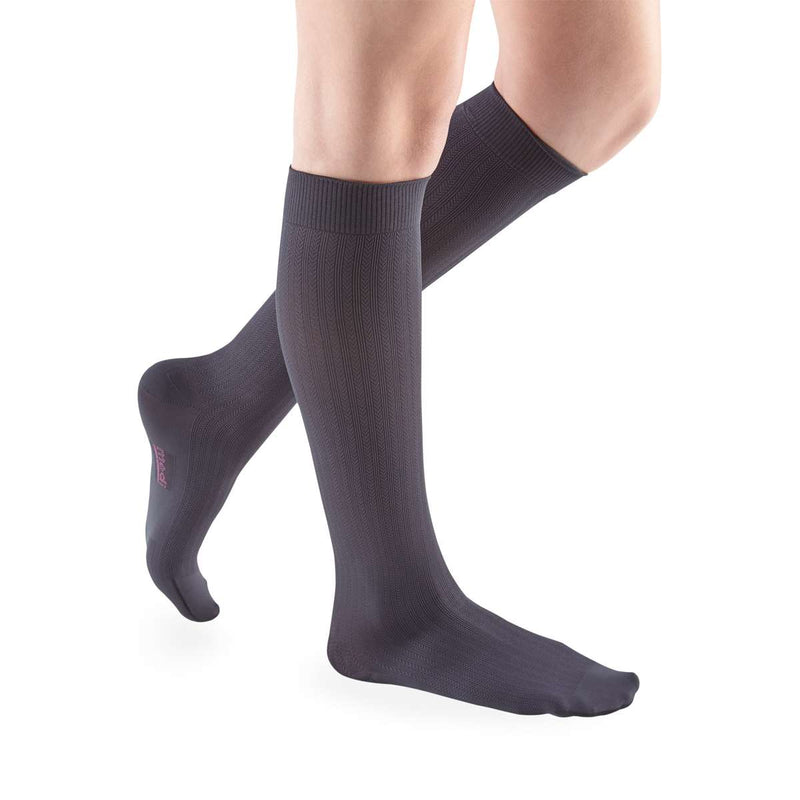 mediven for women vitality 30-40 mmHg Calf High Closed Toe Compression Stockings, Charcoal, I-Standard