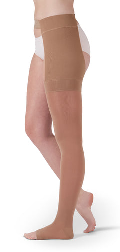 mediven plus 40-50 mmHg Thigh High w/Attachment Open Toe Compression Stockings (Right), I-Standard
