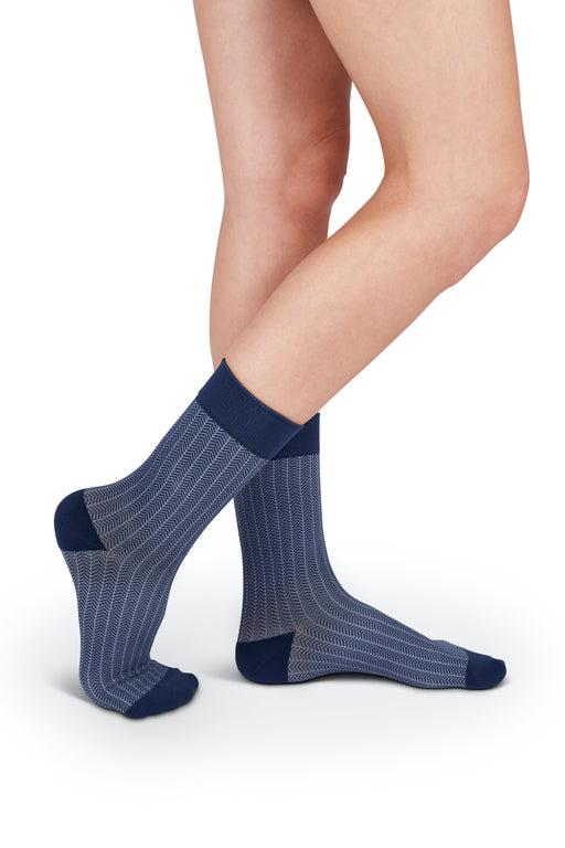 Rejuva Herringbone 15-20 mmHg Crew Compression Socks, Marine, Small