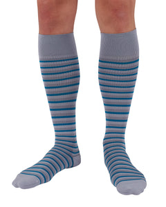 Rejuva Stripe 15-20 mmHg Compression Socks Gray/Teal Size S
