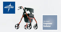 Medline Premium Empower Folding Rollator Walker with Seat (8-inch Wheels)