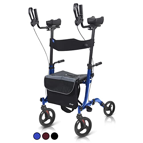 Blue Upright Walker Rollator - Vive - Wasatch Medical Supply