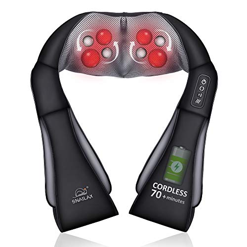 Battery Charge Shiatsu Neck Shoulder Back Massager with Heat and