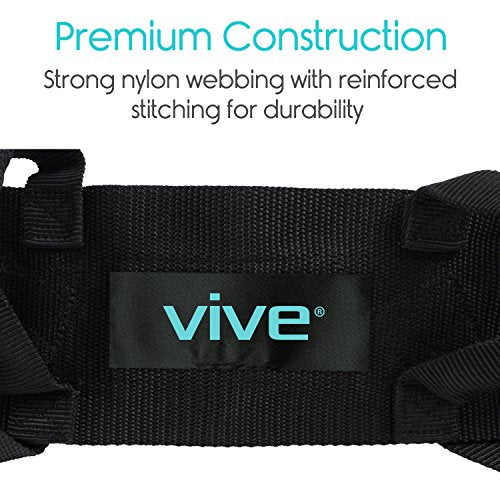 Vive Transfer Belt with Leg Loops - Medical Nursing Safety Gait Assist Device - Bariatrics, Pediatric, Elderly, Occupational and Physical Therapy - Long Strap and Quick Release Metal Buckle - 52 Inch